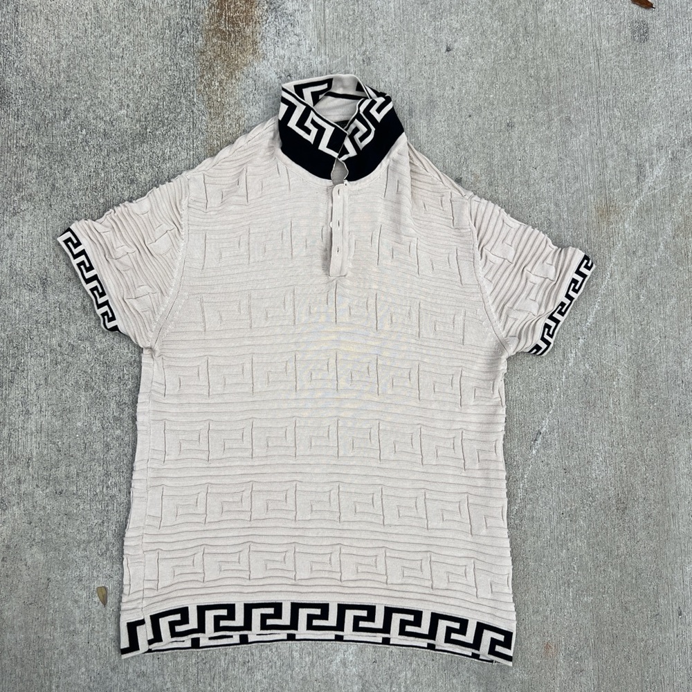 White and Black Geometric Versace shirt